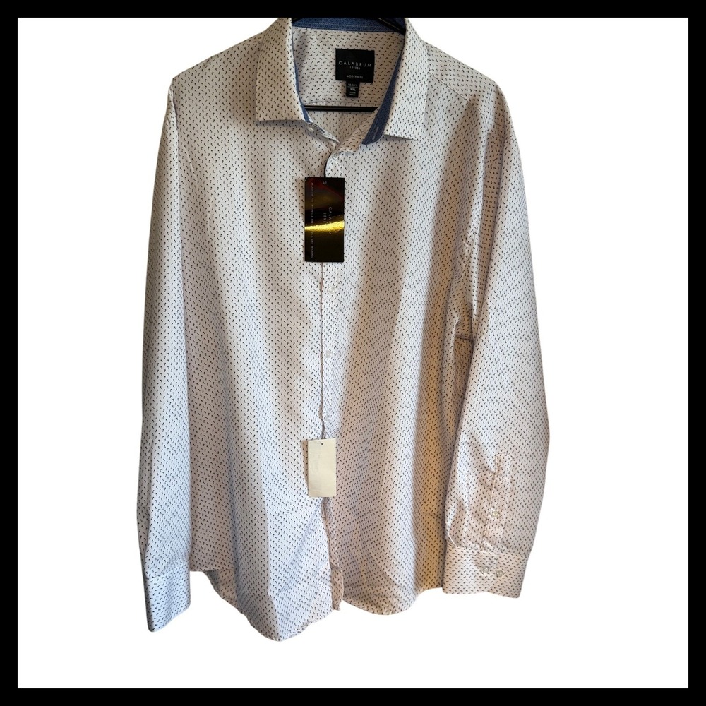 NWT Calabrum London Mens Modern Fit Dress Shirt XX Large Wrinkle Free Quick Dry